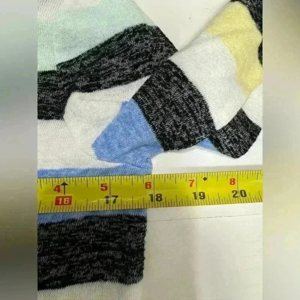 T by Talbots women’s small striped long sleeve shirt yellow white blue black - Picture 9 of 11